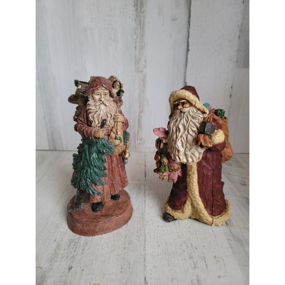 Santa Claus vintage rustic woodland Xmas‎ figure set Kris Kringle unique